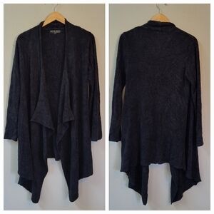 Barefoot Dreams Bamboo Chic Lite Drape Front Hi/Lo Cardigan S/M Black Style 436